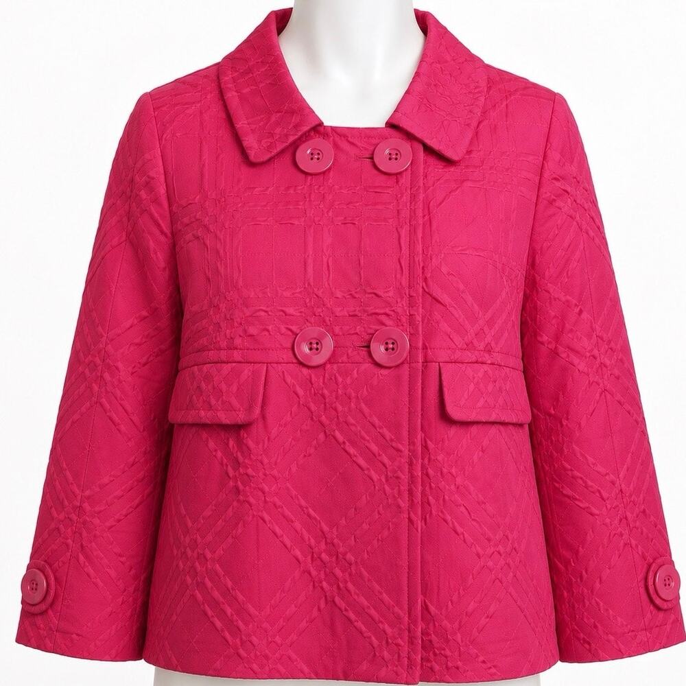 Ali Miles Jacket Women’s Size L? Pink Big Button Textured Career Swing Peacoat